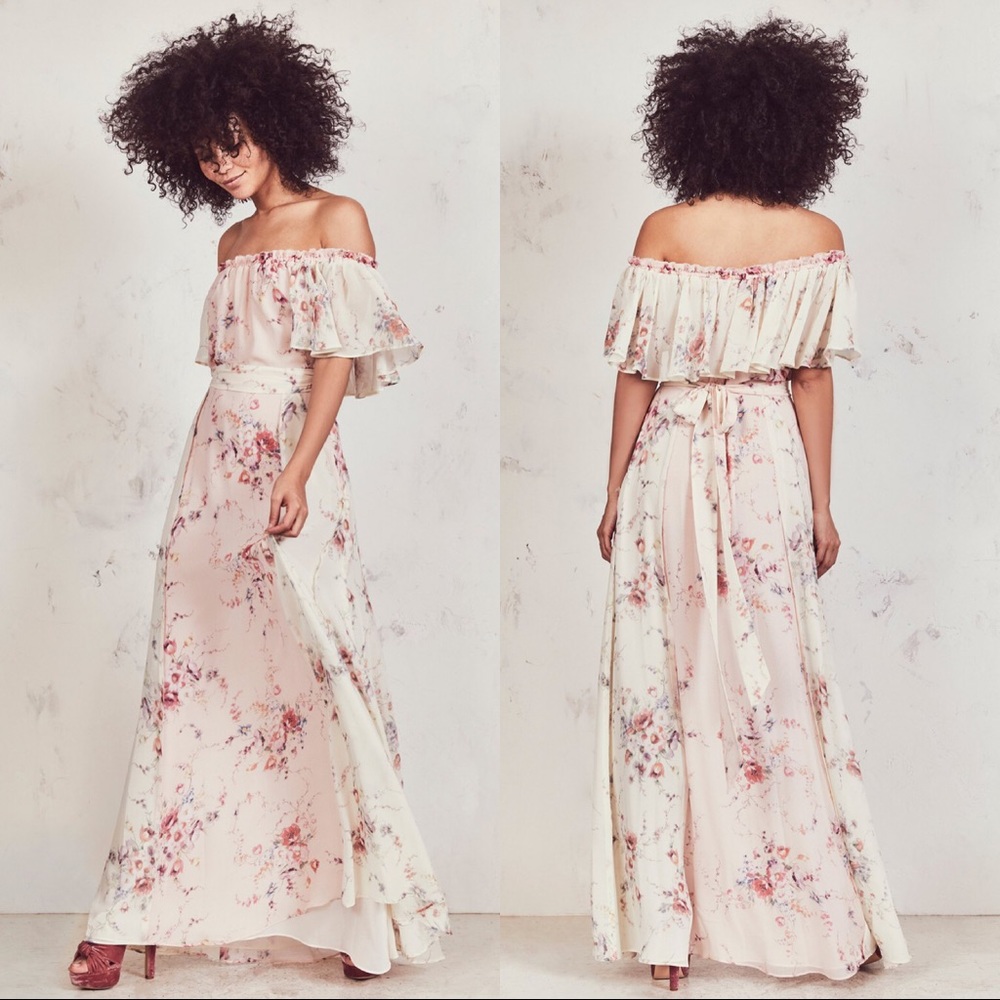 LoveShackFancy Evelyn Silk Maxi Dress